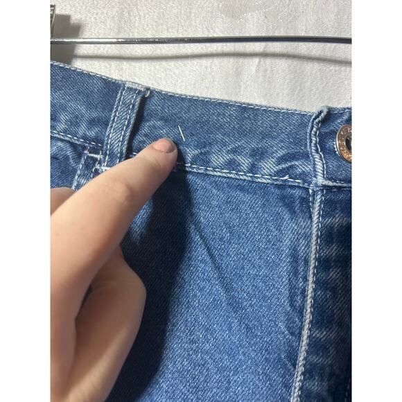 Vintage Jean Skirt 9 10 Patchwork Hearts Pencil Knee Length Distressed Juke Box - Picture 7 of 14